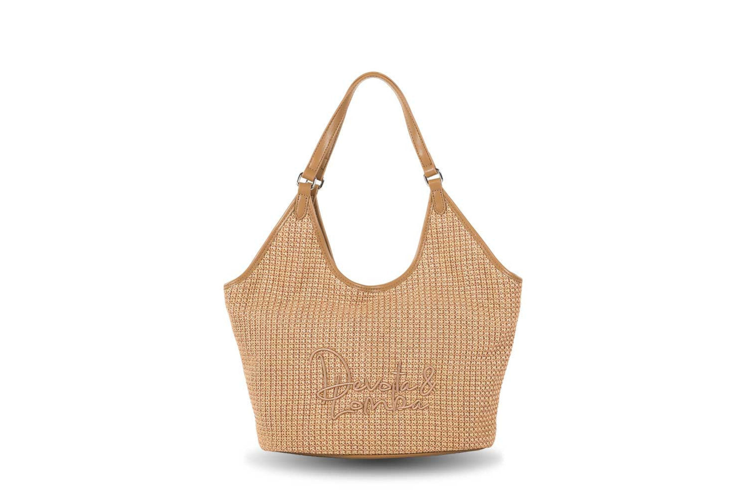 Bolso hombro Flock taupe Devota & Lomba textura paja