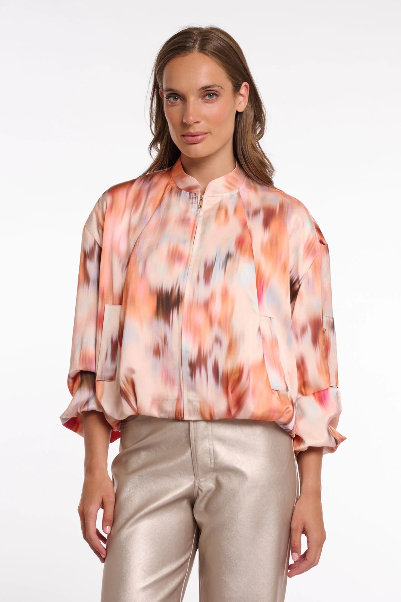 bomber Floré Rino & Pelle estampado coral rosa pastel look completo
