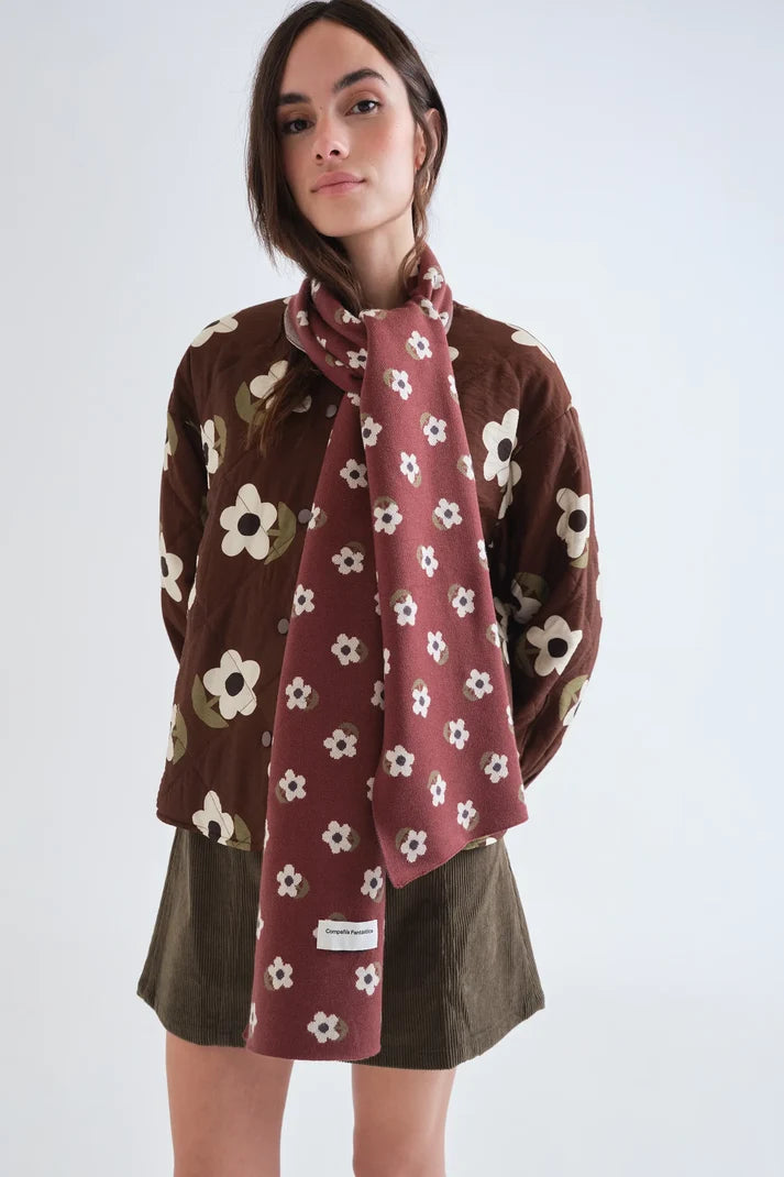 Bufanda Santini de mujer con diseño floral multicolor tejido en jacquard