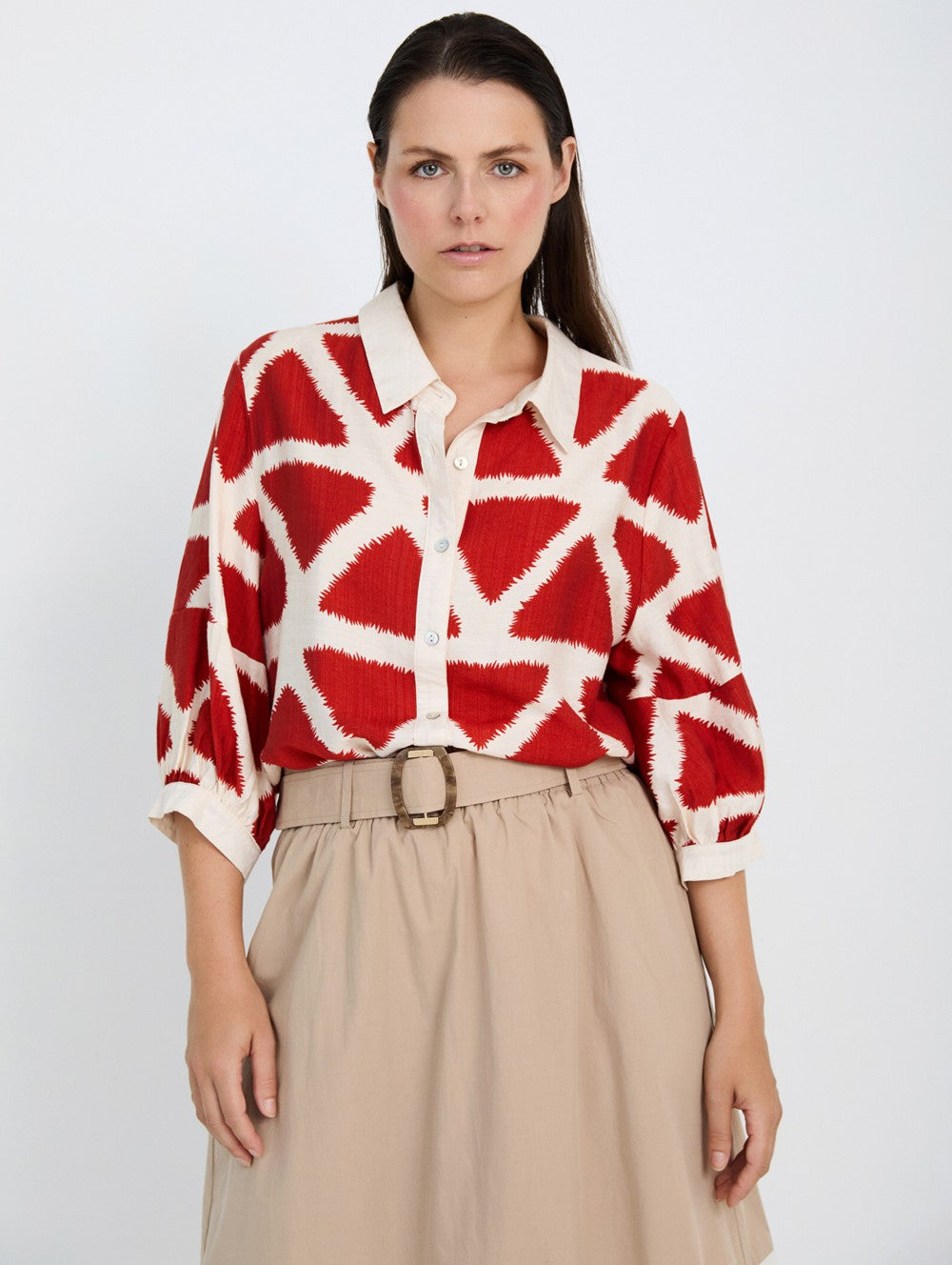 camisa estampado rojo Skatie manga tres cuartos