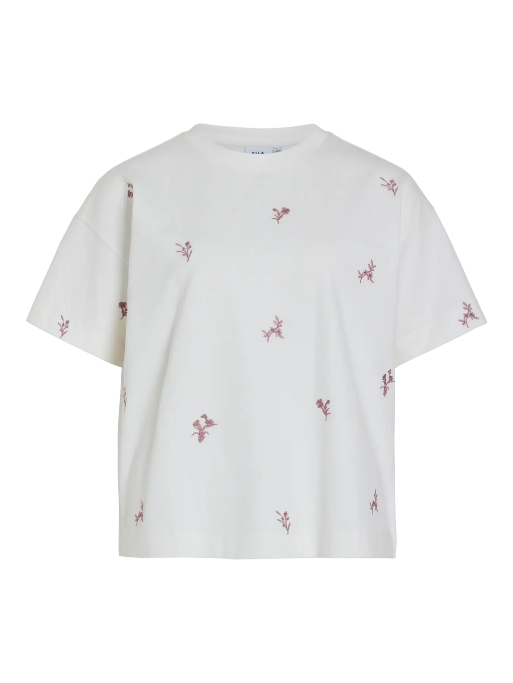 detalle flores bordadas camiseta blanca vila cotton grey asturias