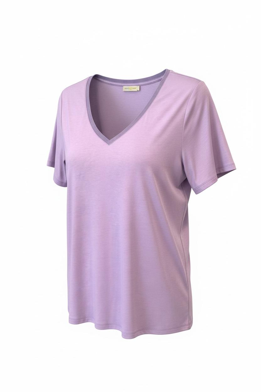 camiseta básica lila mujer Lola Espeleta escote pico Cotton Grey Asturias