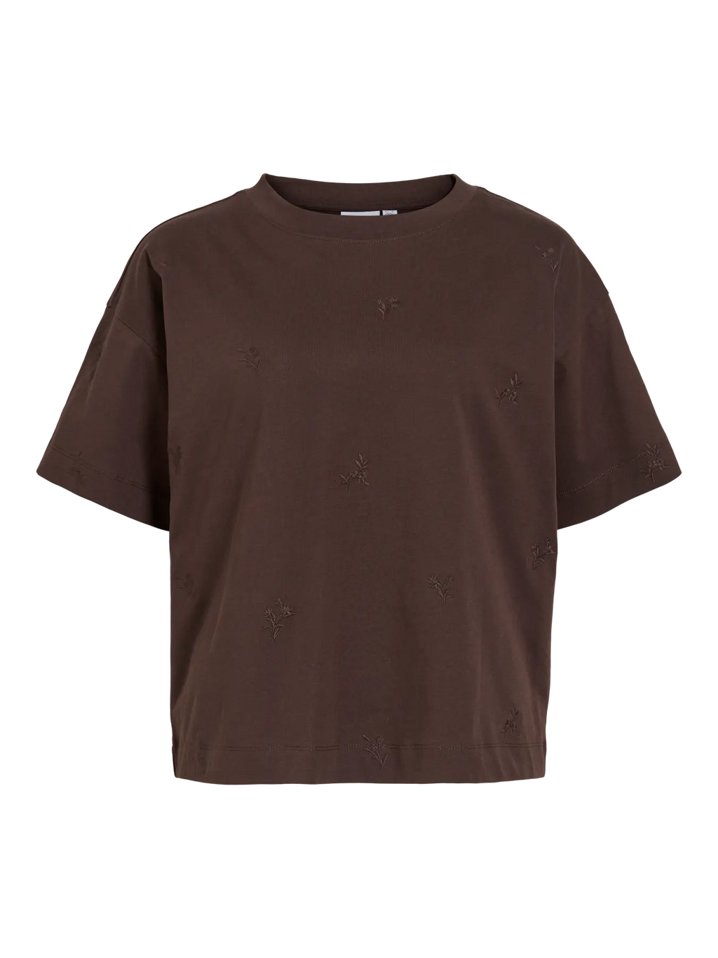 camiseta vila marrón chocolate bordado floral algodón cotton grey asturias