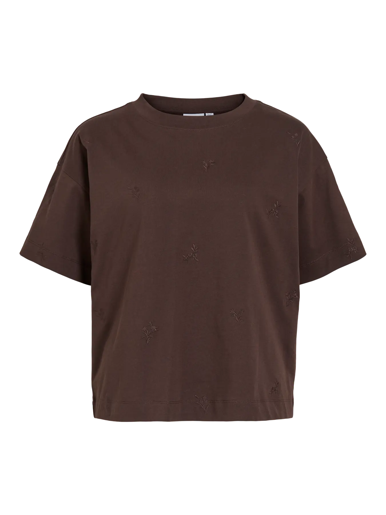 camiseta vila marrón chocolate bordado floral algodón cotton grey asturias