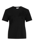 camiseta basica negra con encaje en la vista frontal de alta calidad vila