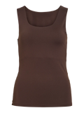 camiseta basica marron chocolate vila ajustada licra escote redondo y tirantes anchos vila 