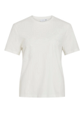 camiseta basica blanca con detalle de encaje en la vista frontal