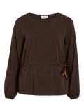 Blusa marrón ajustable en cintura con detalle lazo de vila