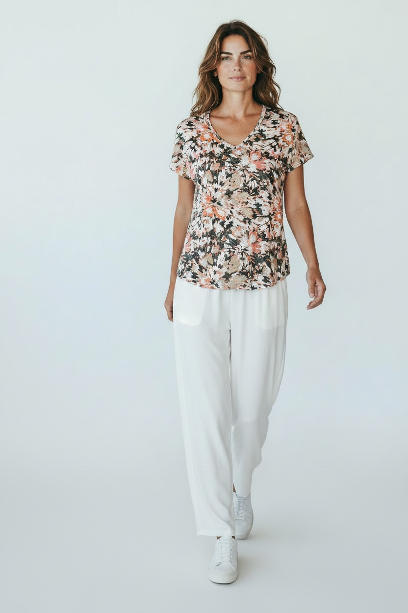 Camiseta floral Lola Espeleta mujer cuello pico