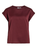 foto de producto Camiseta ViEllette VILA satinada granate de manga corta y corte fluido dobladillo en manga