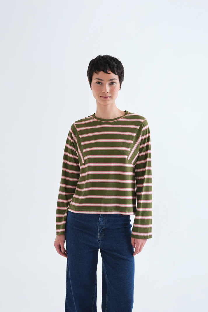 Camiseta de rayas Aberdeen de mujer con manga larga y cuello redondo de Compañía Fantástica