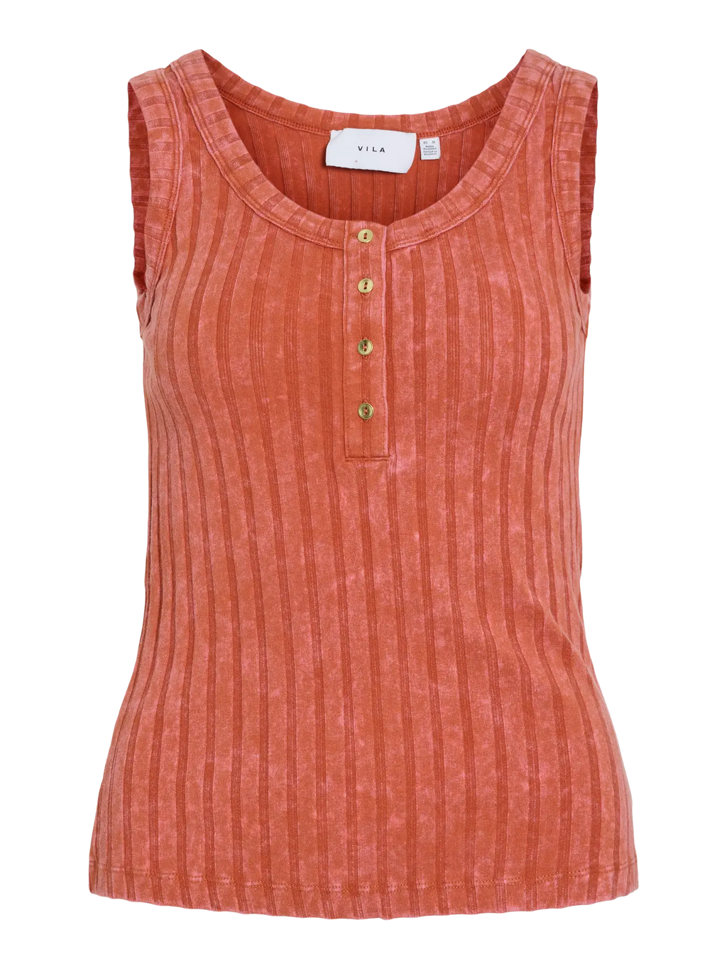top sin mangas color teja de canalé con botones delanteros marca Vila