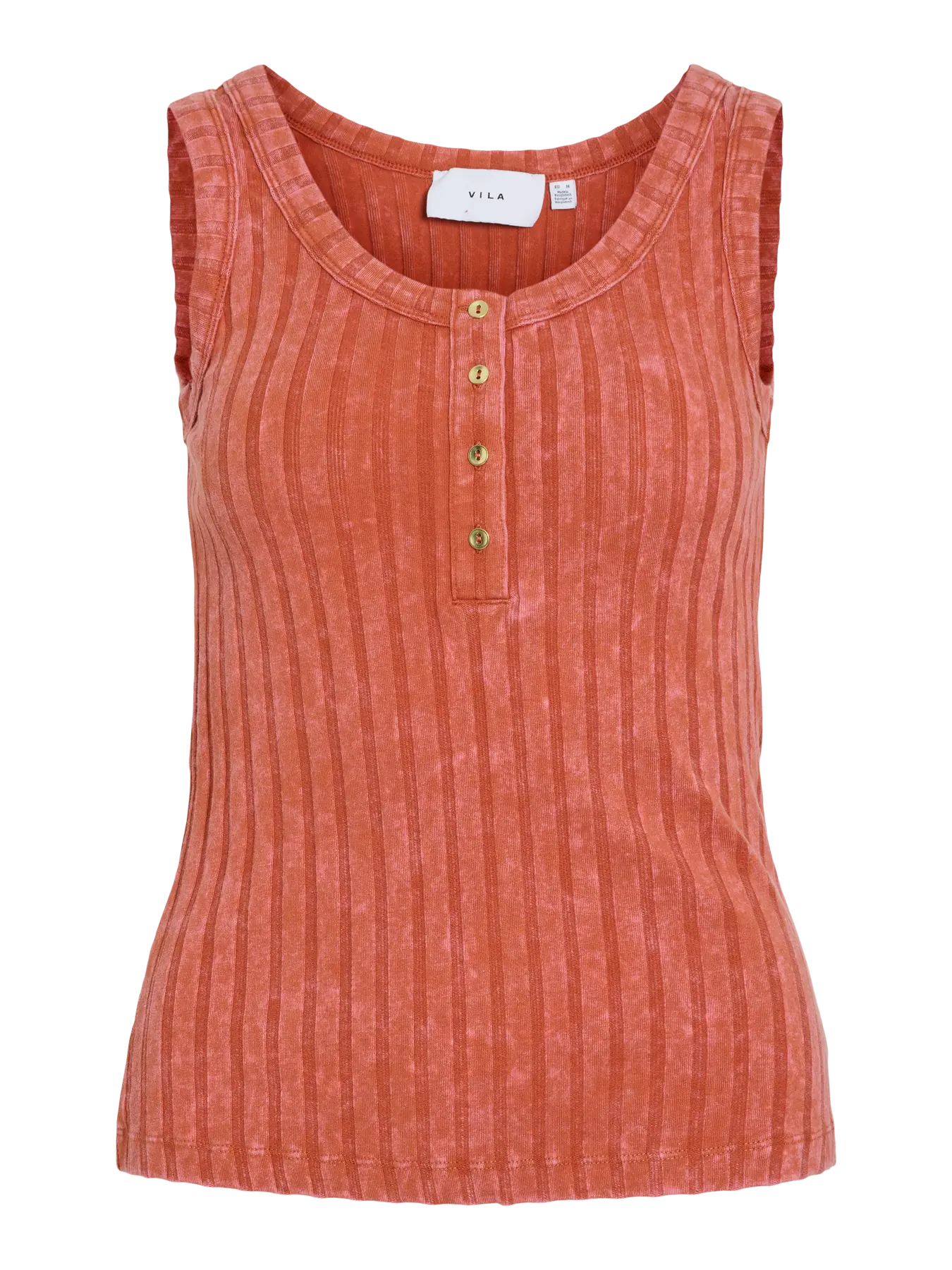 top sin mangas color teja de canalé con botones delanteros marca Vila