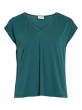 Camiseta verde esmeralda de modal Vila con escote pico