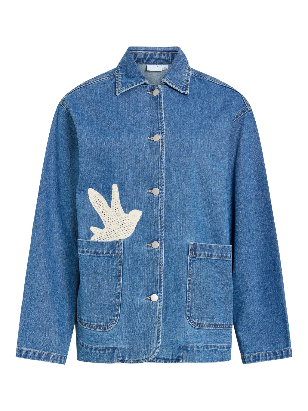Chaqueta vaquera Dovey de VILA con pájaro de crochet