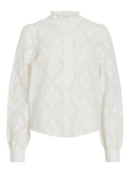 Camisa Rosana blanca de VILA con bordado calado geométrico y cuello de volante