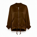 Bomber Siena de raso con cintura ajustable para mujer marron chocolate