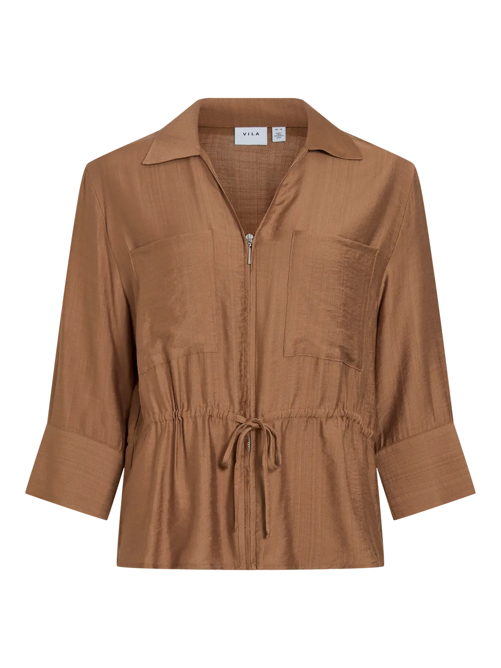 chaqueta camel cremallera y bolsillos delanteros cordon cintura Vila Cotton Grey Piedras Blancas Asturias
