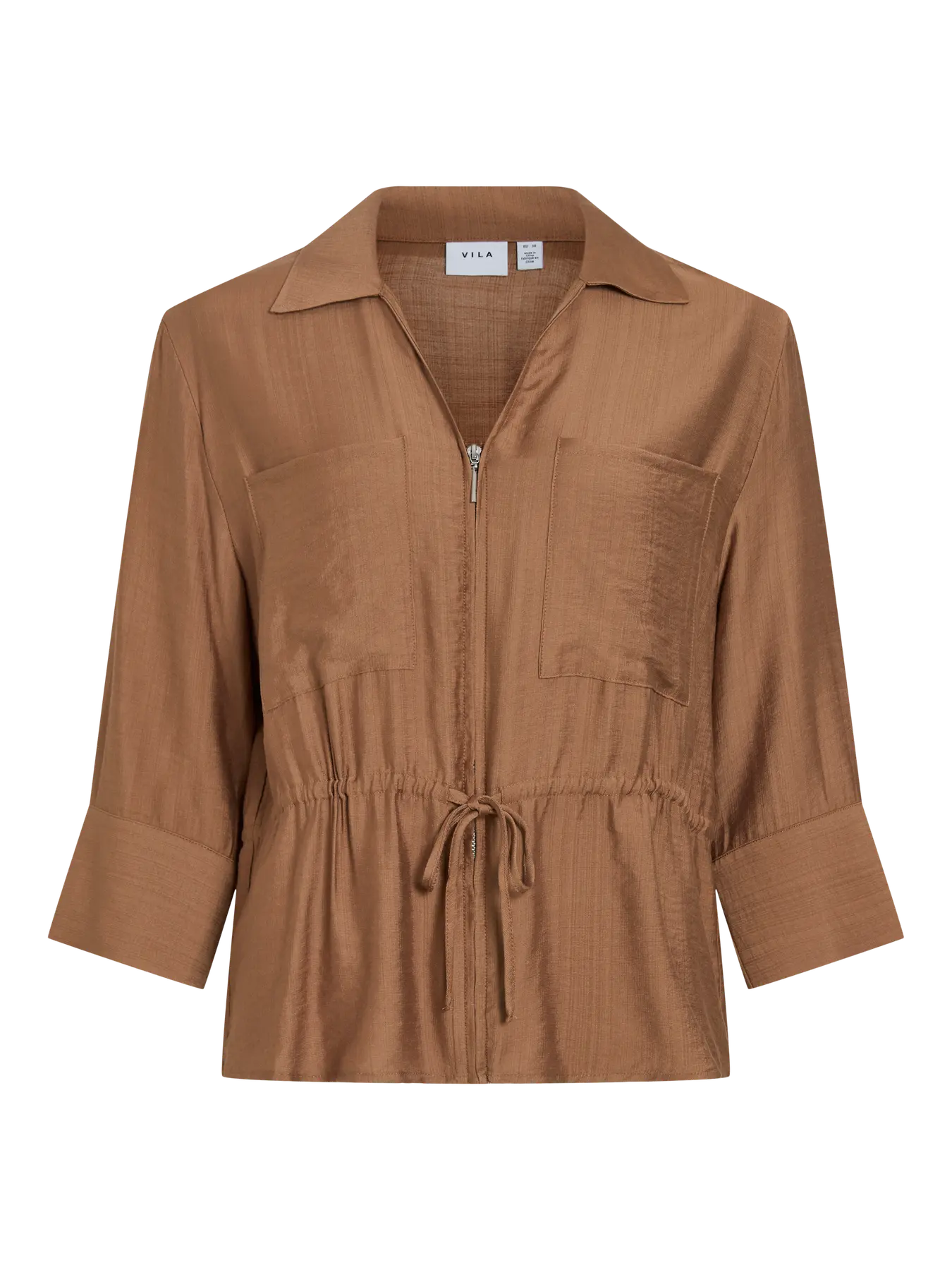 chaqueta camel cremallera y bolsillos delanteros cordon cintura Vila Cotton Grey Piedras Blancas Asturias
