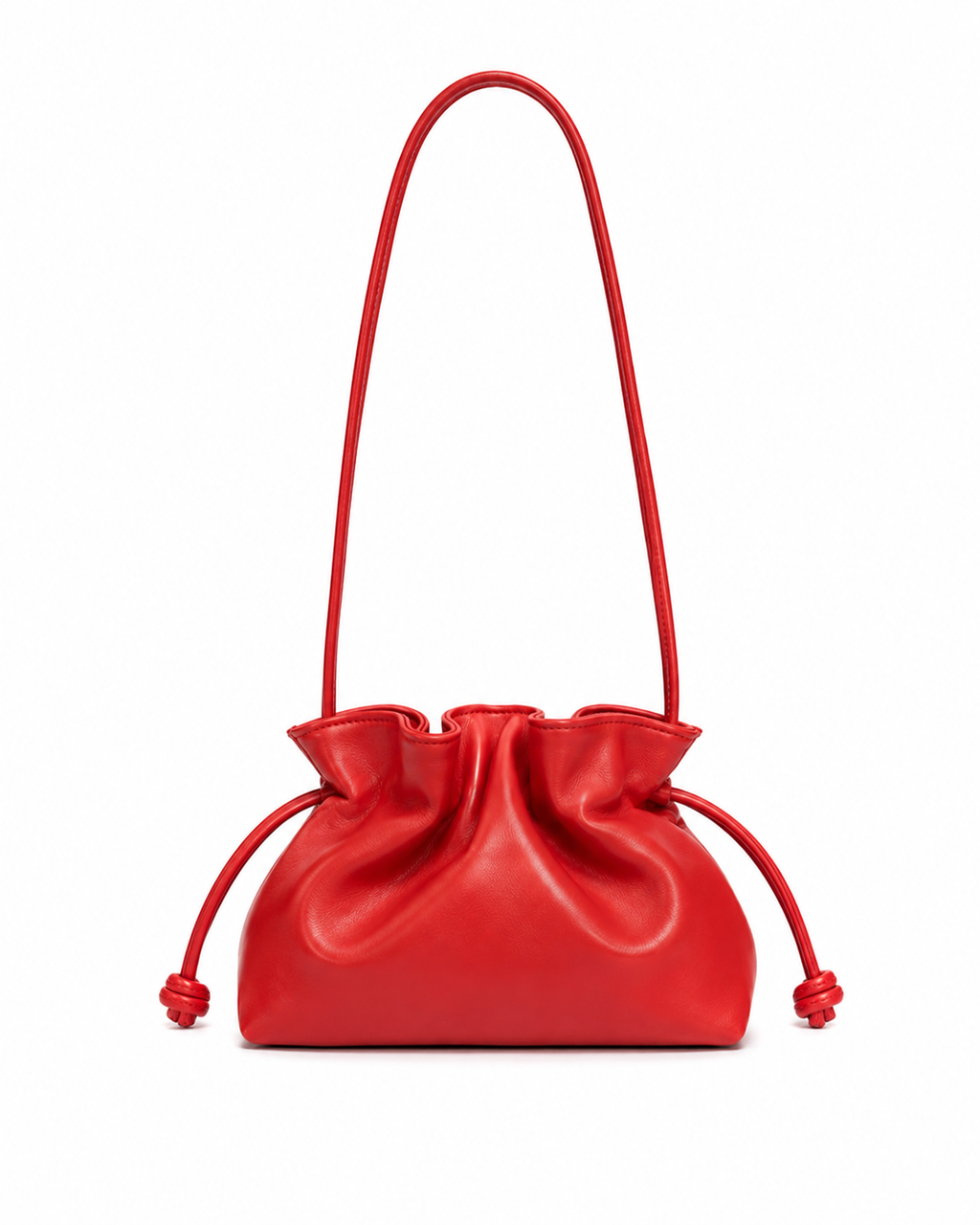 Bolso Aura de piel color rojo con cierre fruncido y asa de hombro desmontable.