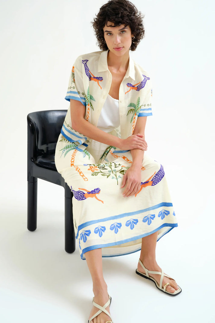 Camisa estampado palm mermaid manga corta Compañía Fantástica