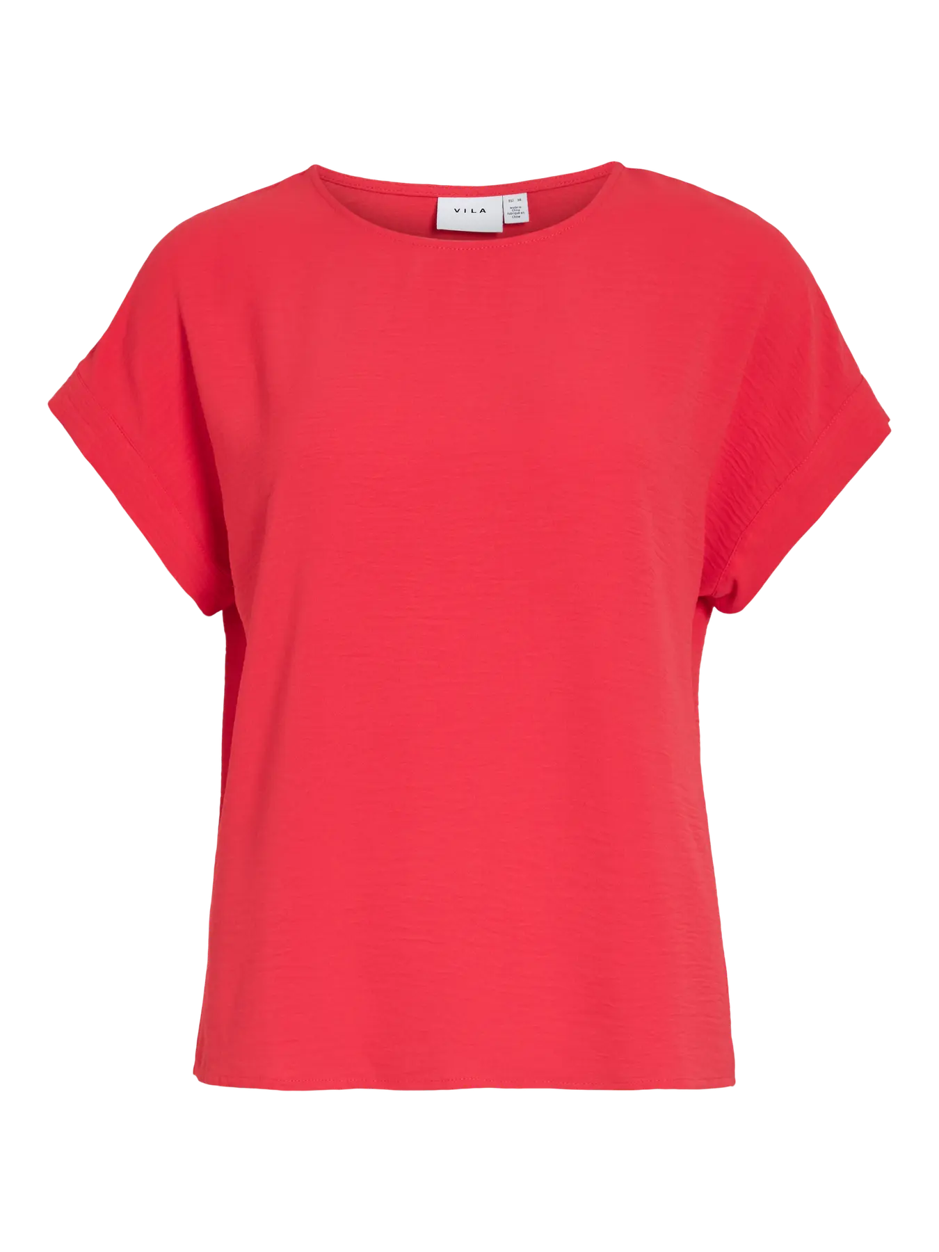 Camiseta básica roja cuello barco y manga corta fluida VILA · Cotton Grey · Piedras Blancas · Castrillón · Asturias