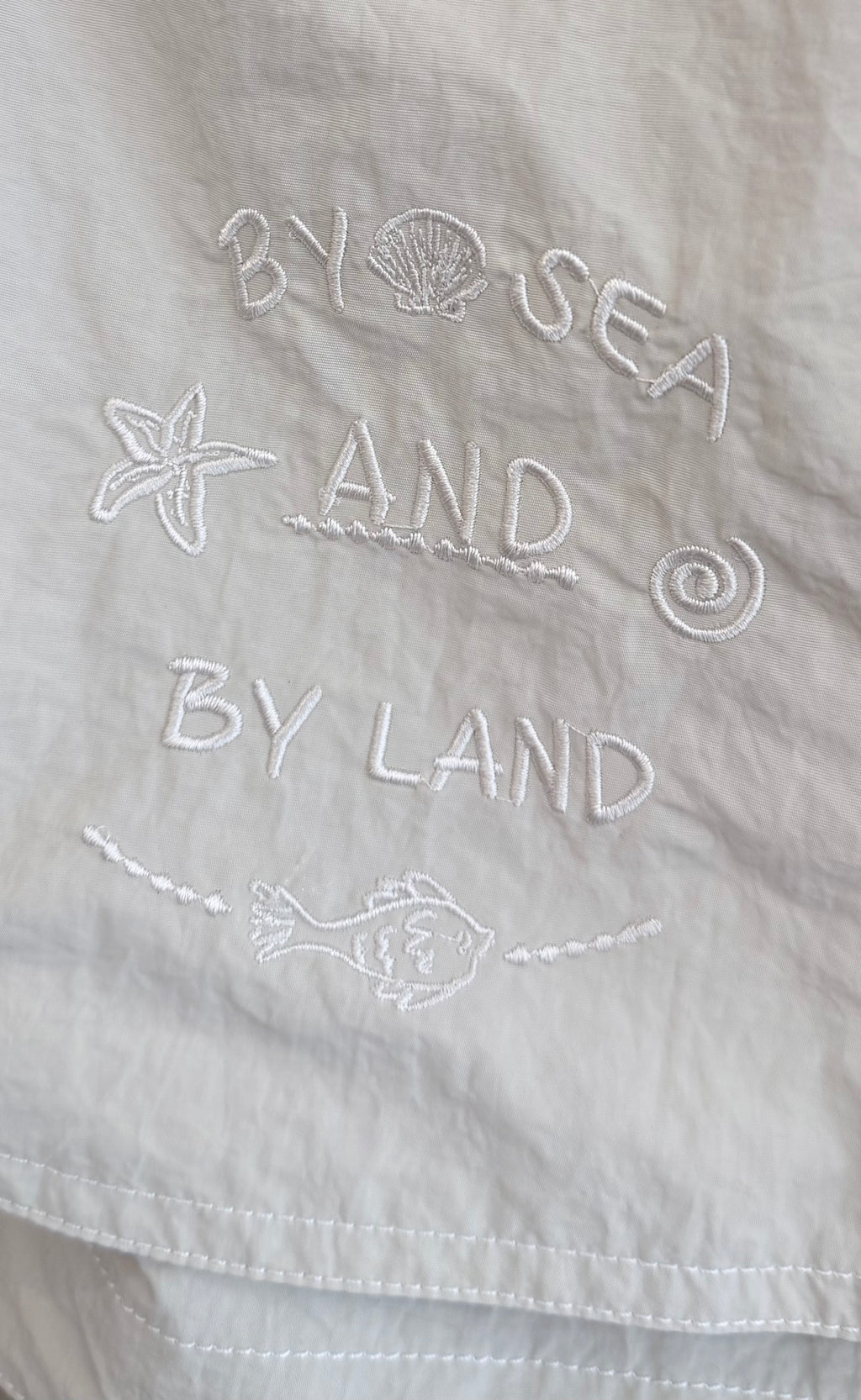 bordado by sea and by land chaqueta de lluvia oversize cotton grey