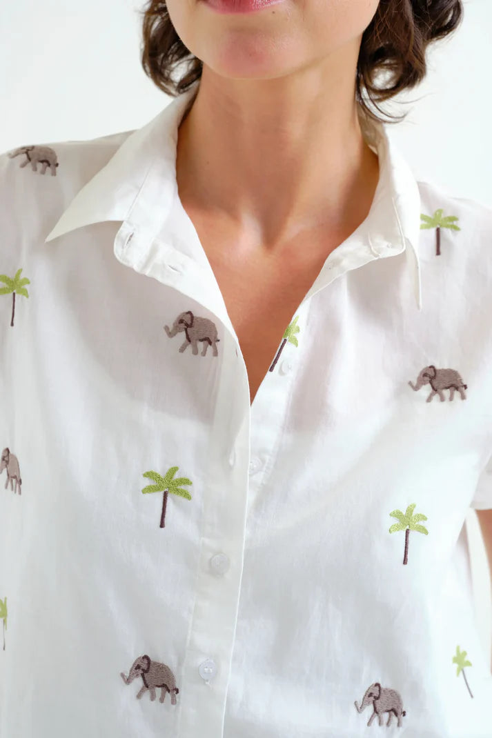 Camisa tropical mujer manga corta algodón Compañía Fantástica