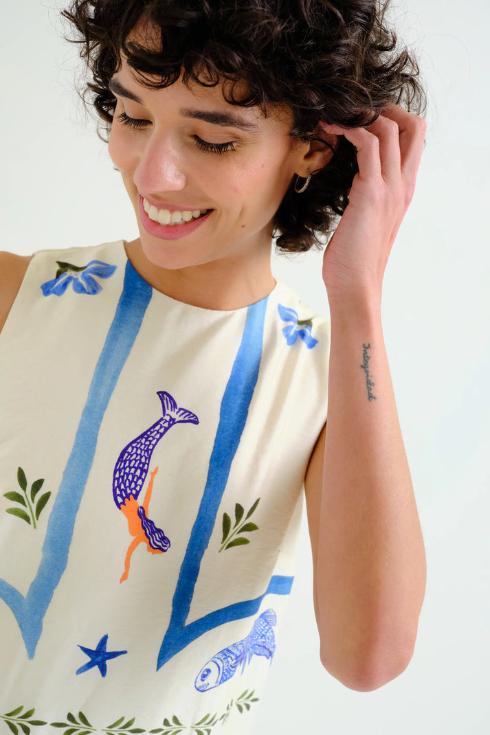 Vestido largo estampado palm mermaid Compañía Fantástica verano
