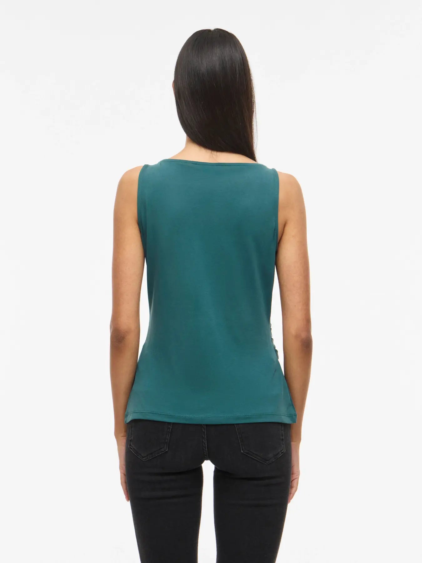 top verde azulado vila vista trasera modelo cotton grey piedras blancas asturias