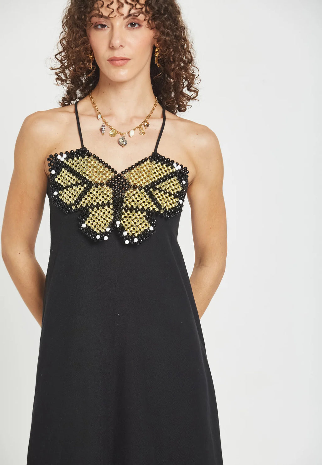 vestido abalorios escote be sunset