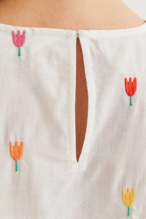 Vista trasera de blusa Tulipán blanca de Compañía Fantástica en Cotton Grey
