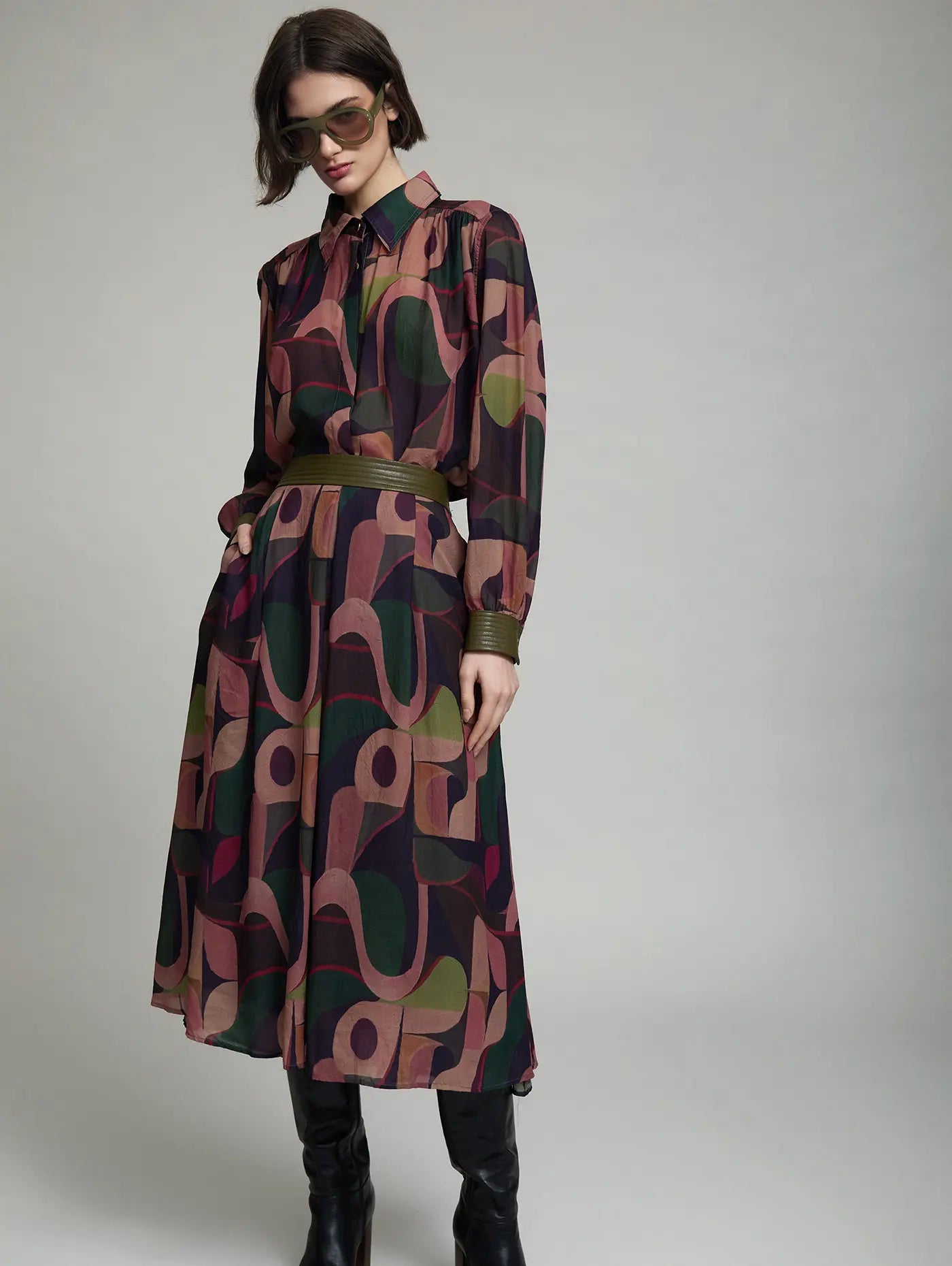 Falda Conjunto Olivetti SKATIE estampada con cinturilla verde oliva