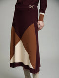 Falda Conjunto Marsala SKATIE de punto en burdeos  figura geometrica camel y crudo