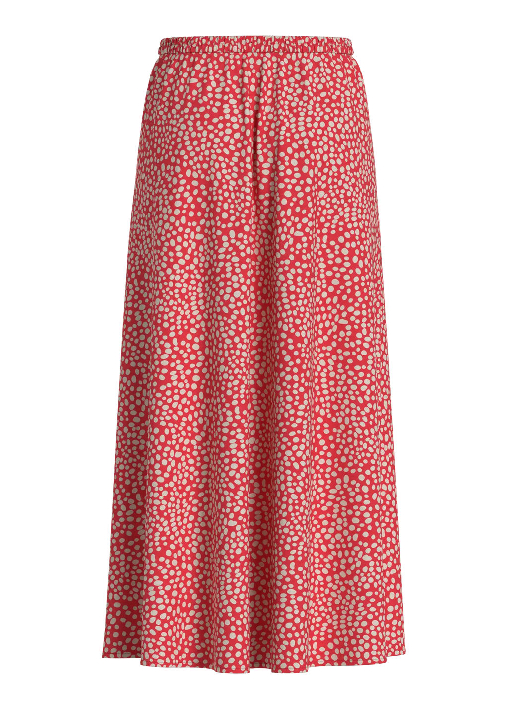 falda larga mujer, falda roja estampada, falda viscosa verano, falda fluida cintura elástica, falda sostenible mujer.