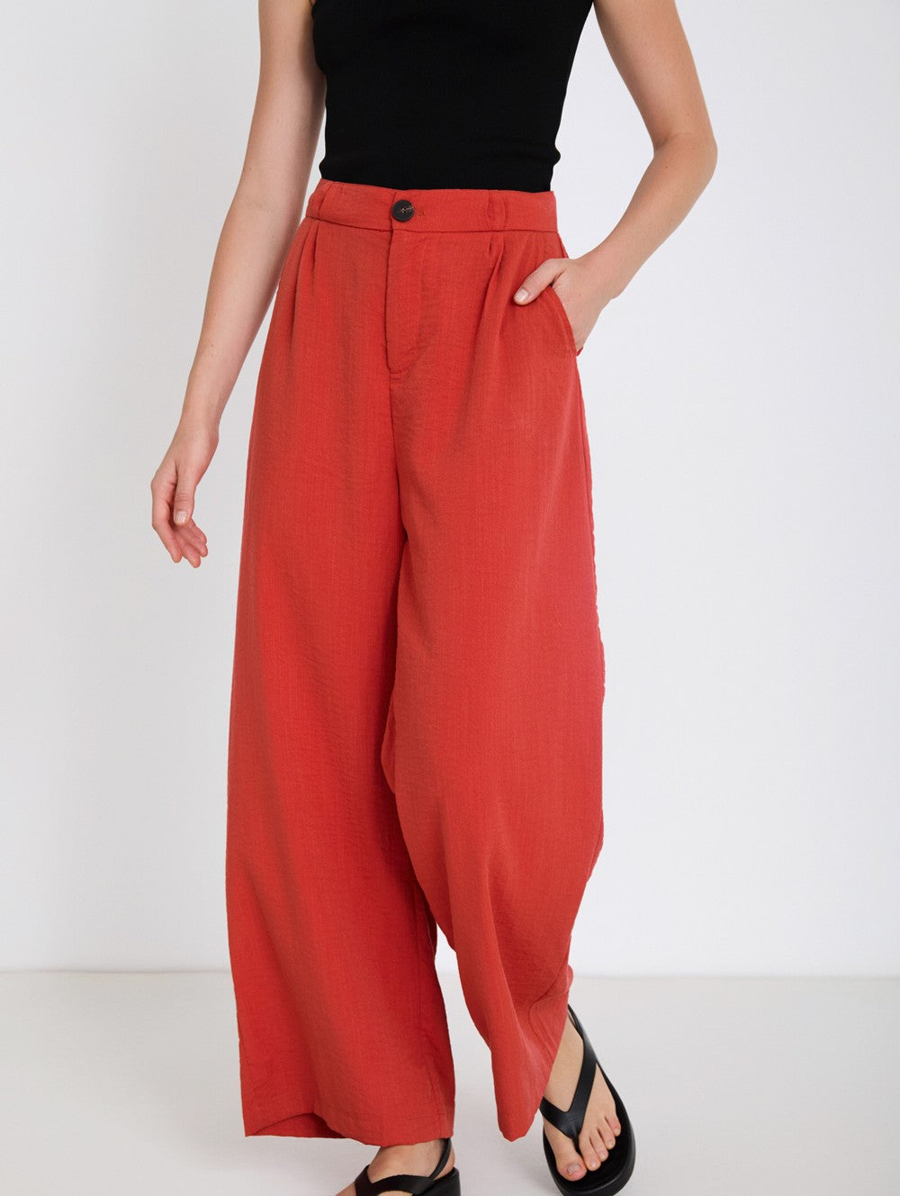 pantalón ancho terracota mujer Skatie