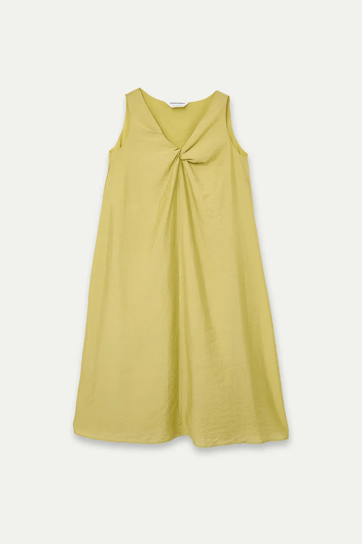 Vestido largo crepé satinado anudado mujer