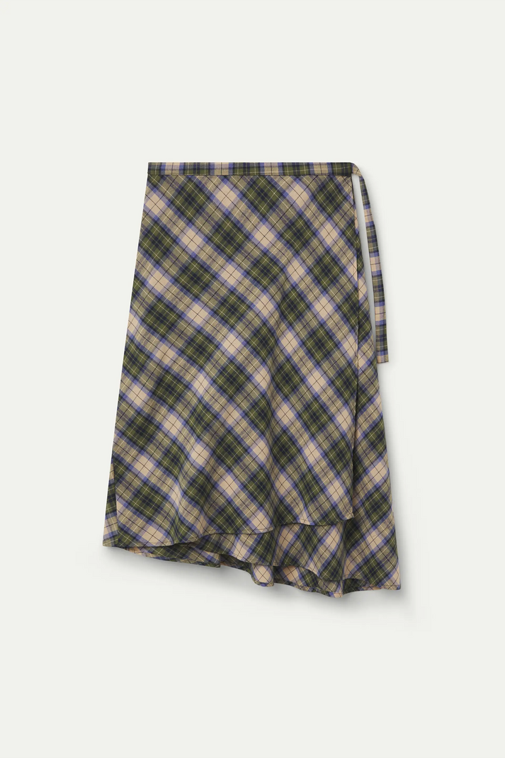 Falda midi verde de cuadros 100% algodón de Compañía Fantástica