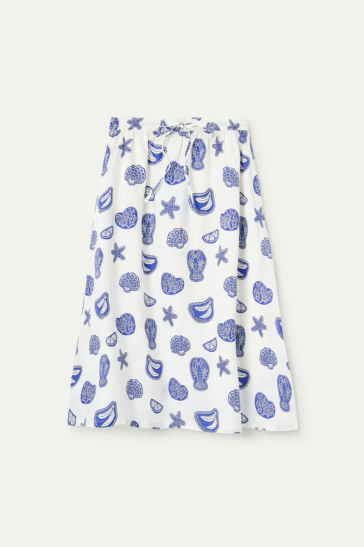 Falda verano estampado langostas cintura elástica mujer