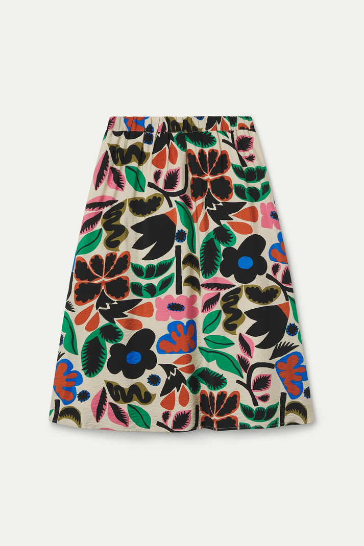 Falda midi Neo Garden de Compañía Fantástica con estampado de flores multicolor, vista frontal