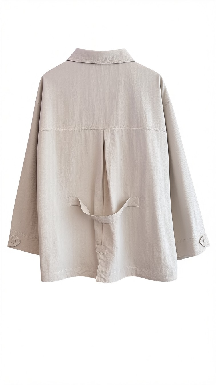 vista trasera chaqueta ligera mujer estilo safari urbano en cotton grey