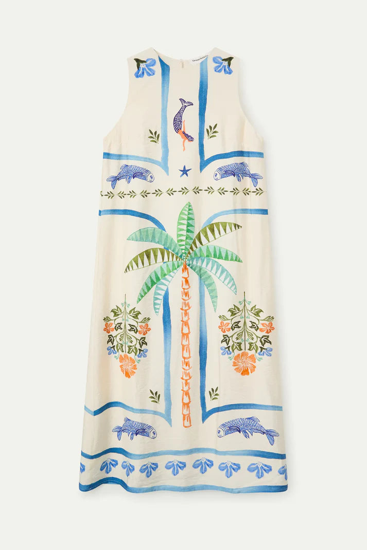 Vestido largo verano ligero estampado sirenas Compañía Fantástica