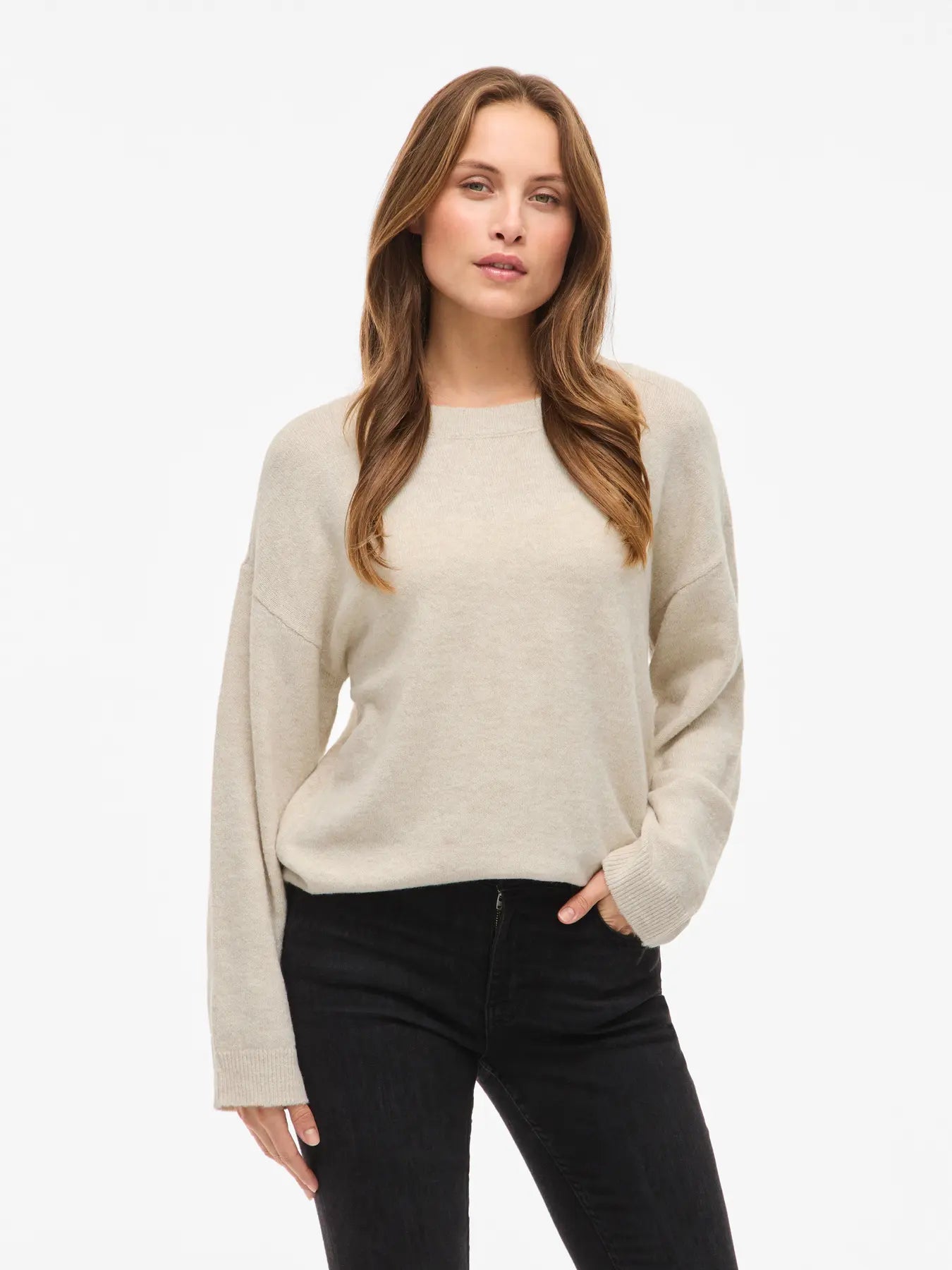 jersey beige punto nueva coleccion vila en cotton grey