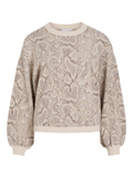 Jersey Tip VILA beige y crudo de punto con estampado de serpiente y cuello redondo