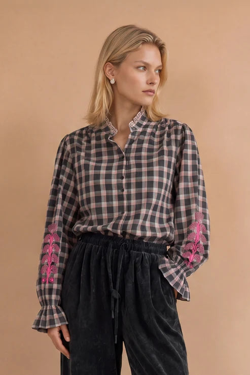 Blusa bordados Kimber Gris