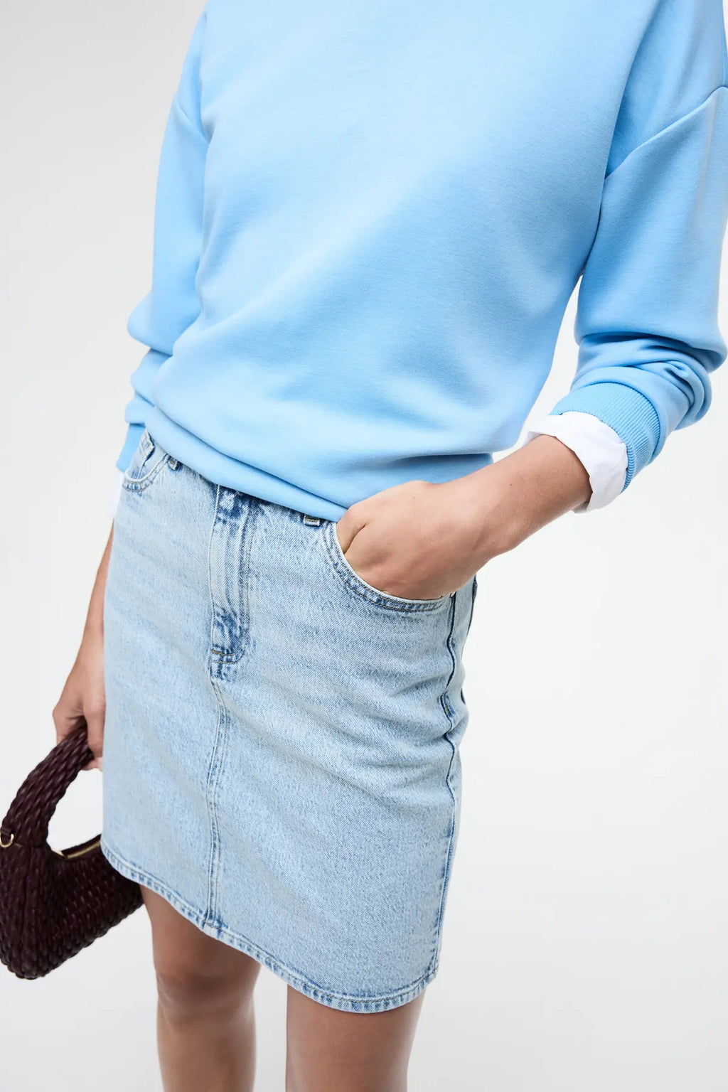 Falda vaquera mini azul Vila denim mujer corte recto Vila