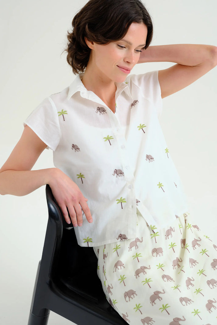 Camisa estampado elefantes y palmeras algodón Compañía Fantástica