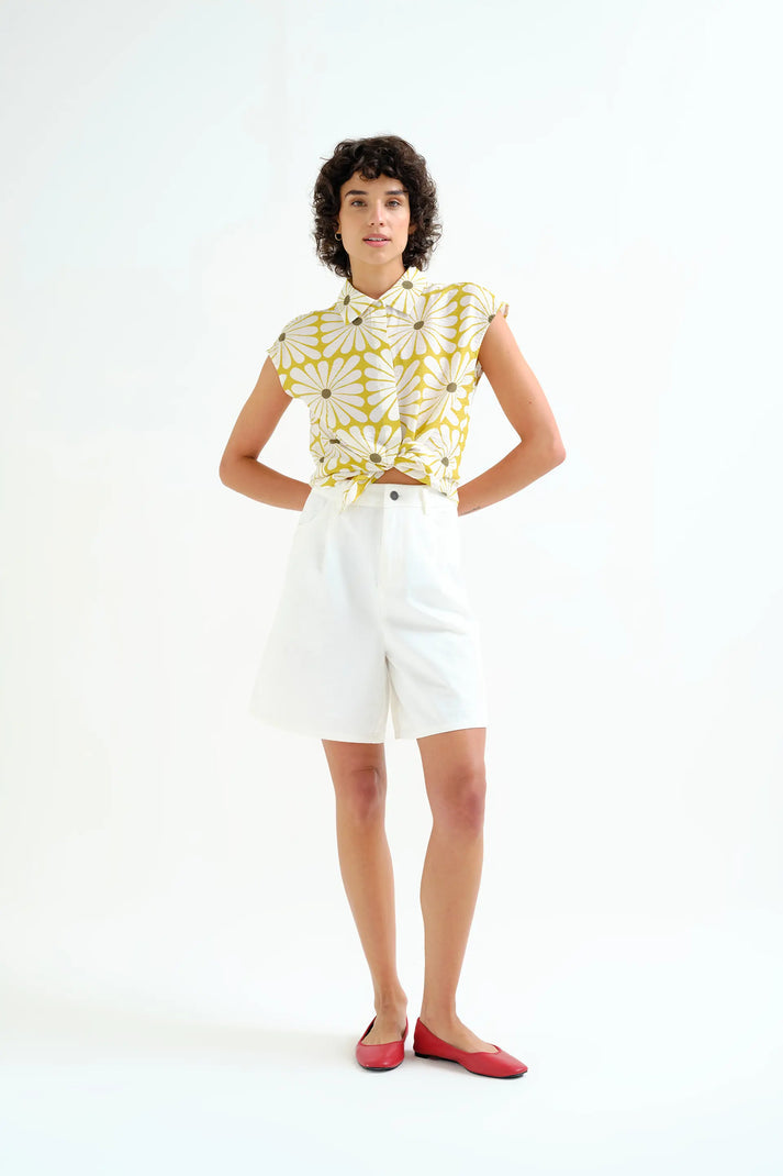 Camisa fluida viscosa flores verdes mujer Compañía Fantástica