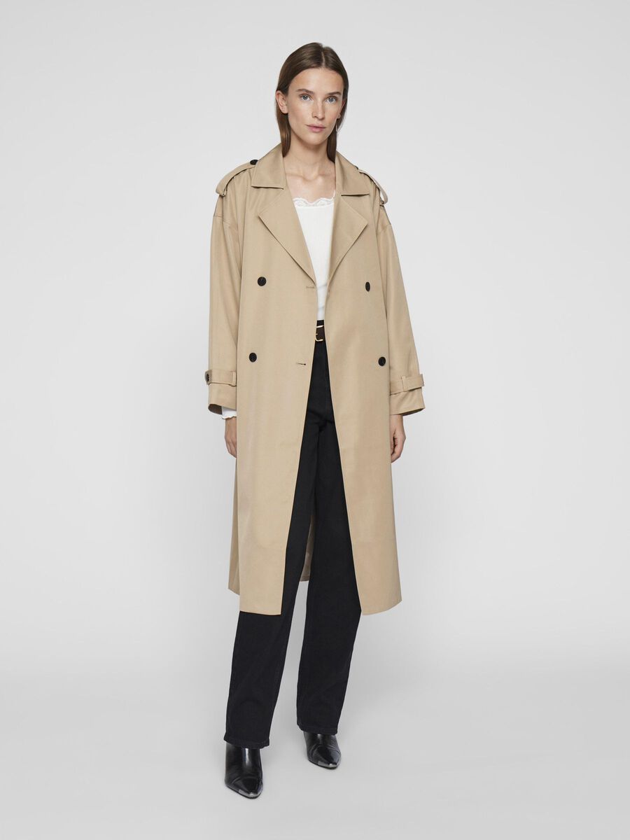 Gabardina beige camel abierta Vila