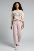 look mujer pantalon rosa ancho con sudadera soho todo en cotton grey